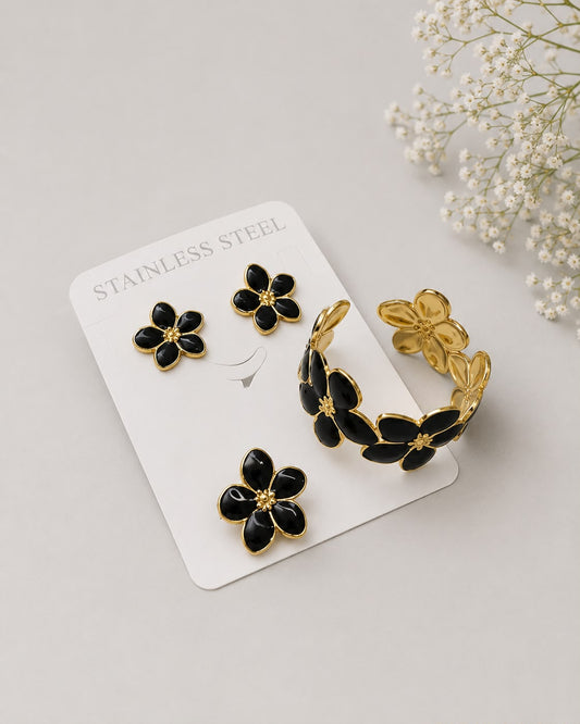 Flower Cuff Set (Black)