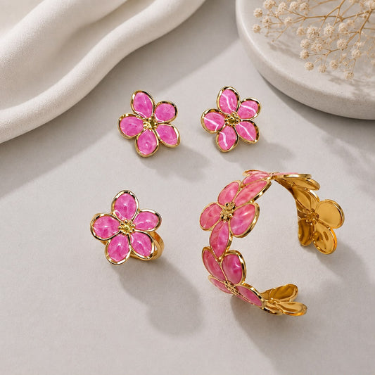 Flower Cuff Set (pink)