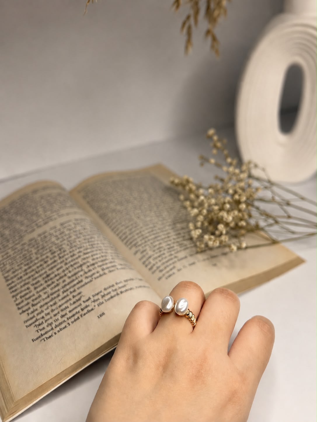 Twin Pearl Ring (Adjustable)
