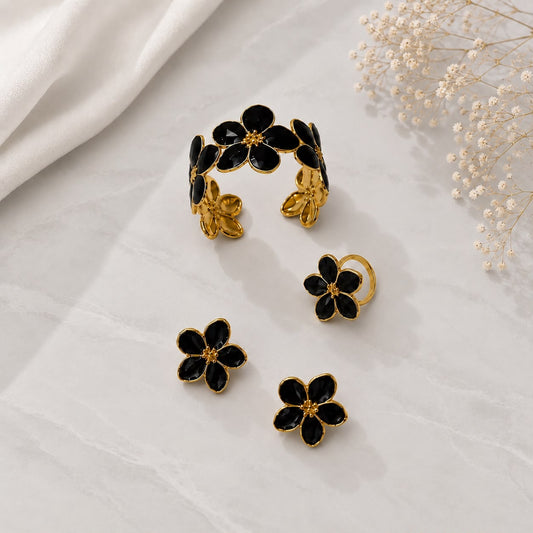 Flower Cuff Set (Black)